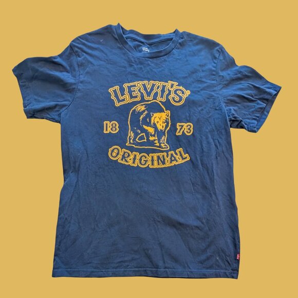 Levi’s “Original 1873” Bear Graphic Tee — Tag Medium — Navy/Gold - Picture 1 of 3